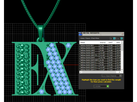 Luxury Initial RK Letter Pendant Gemstone Inlay 3D Printable Jewelry Model 3D Print Model