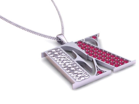 Luxury Initial RK Letter Pendant Gemstone Inlay 3D Printable Jewelry Model 3D Print Model