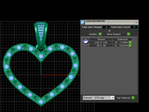 Diamond Setting Layout Map Round Cut Stone Placement for Custom Jewelry Design 3D Print Model