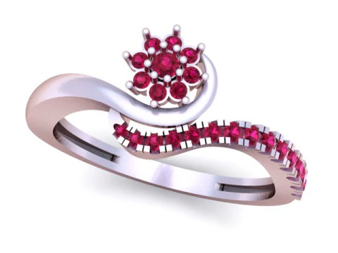 Elegant Floral Diamond Ring Curved Band Pav Setting 3D Printable Jewelry Model 3D Print Model