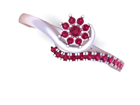 Elegant Floral Diamond Ring Curved Band Pav Setting 3D Printable Jewelry Model 3D Print Model