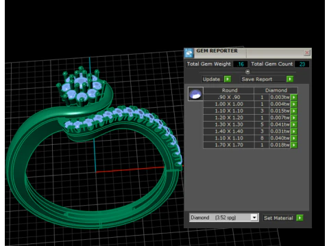 Elegant Floral Diamond Ring Curved Band Pav Setting 3D Printable Jewelry Model 3D Print Model