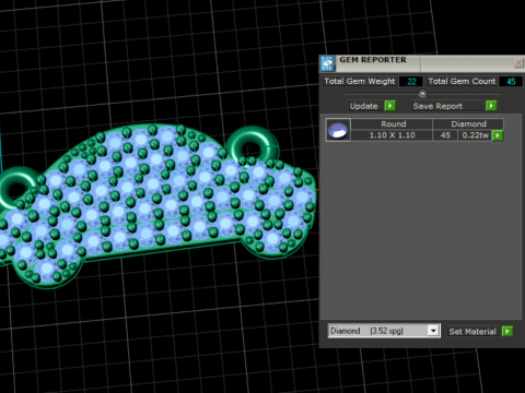 Pav Diamond Car Pendant Luxury 3D Jewelry CAD Model 3D Print Model