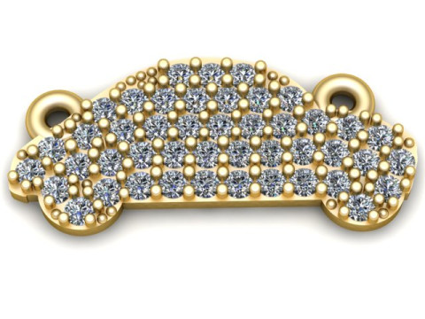 Liontin Mobil Berlian Pav Model CAD Perhiasan 3D Mewah Model Cetak 3D