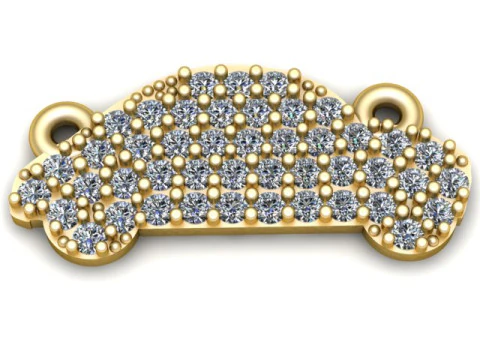 Pav Diamond Car Pendant Luxury 3D Jewelry CAD Model 3D Print Model