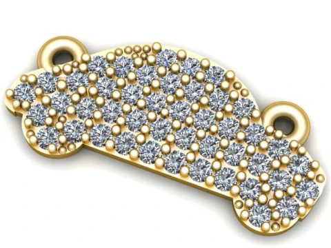 Pav Diamond Car Pendant Luxury 3D Jewelry CAD Model 3D Print Model
