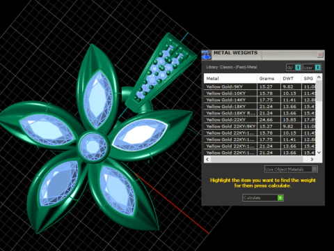 Elegant Floral Gemstone Pendant 3D Printable Jewelry Model 3D Print Model