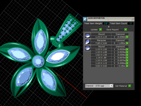 Elegant Floral Gemstone Pendant 3D Printable Jewelry Model 3D Print Model