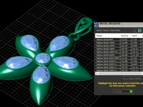 Kefaletli &Ccedil;i&ccedil;ekli Değerli Taş Kolye 3D Yazdırılabilir Takı Modeli 3D Baskı Modeli