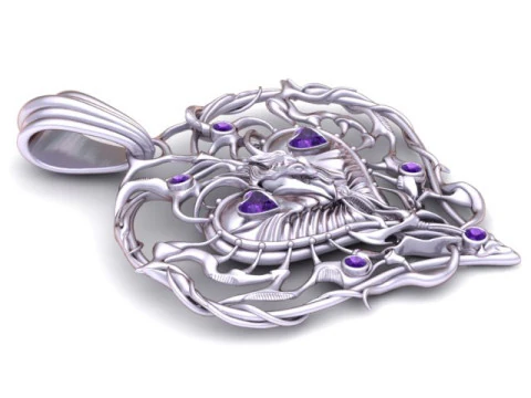 Butterfly Heart Filigree Pendant with Gemstones 3D Printable 3D Print Model