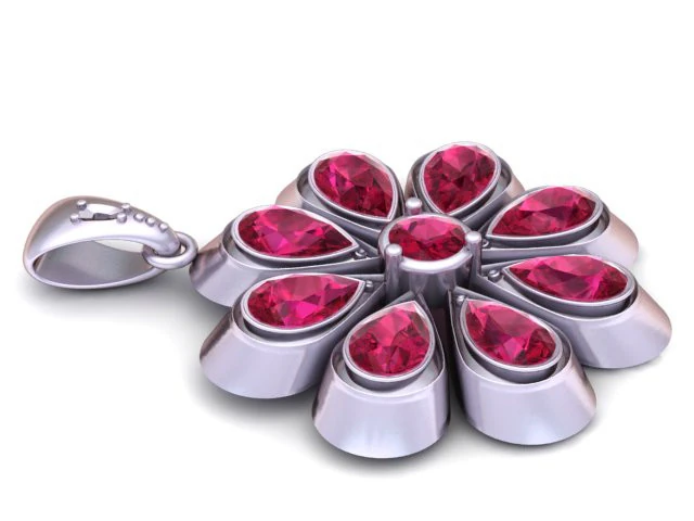 Luxury Floral Diamond Pendant with Pear-Cut Stones 3D Printable Jewelry Model 3D Print Model .c4d .max .obj .3ds .fbx .stl .blend 
