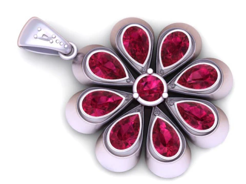 Luxury Floral Diamond Pendant with Pear-Cut Stones 3D Printable Jewelry Model 3D Print Model