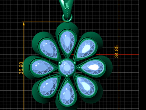 Luxury Floral Diamond Pendant with Pear-Cut Stones 3D Printable Jewelry Model 3D Print Model