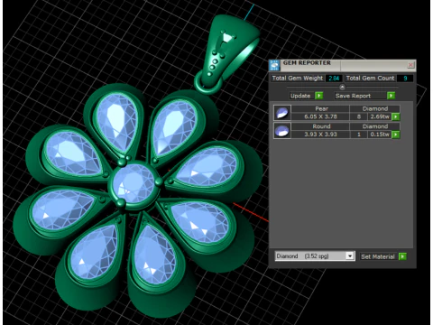 Luxury Floral Diamond Pendant with Pear-Cut Stones 3D Printable Jewelry Model 3D Print Model
