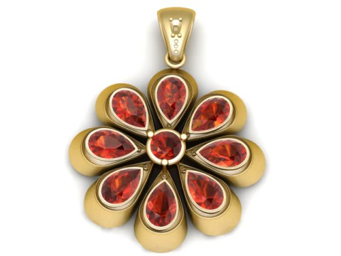 Luxury Floral Diamond Pendant with Pear-Cut Stones 3D Printable Jewelry Model 3D Print Model