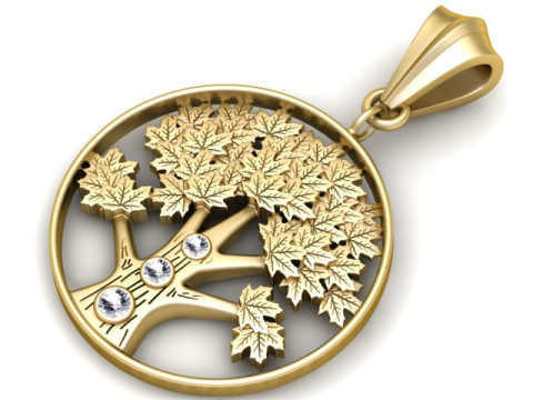 Liontin Pohon Kehidupan dengan Model Perhiasan Cetak 3D Batu Permata Model Cetak 3D