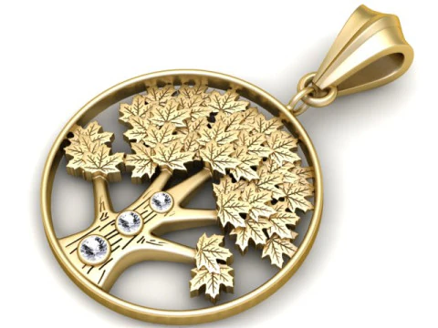 带宝石的生命之树吊坠 3D 可打印珠宝模型 3D 打印模型