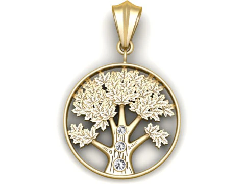 Tree of Life Pendant with Gemstones 3D Printable Jewelry Model 3D Print Model