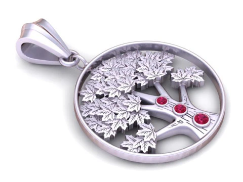 Tree of Life Pendant with Gemstones 3D Printable Jewelry Model 3D Print Model