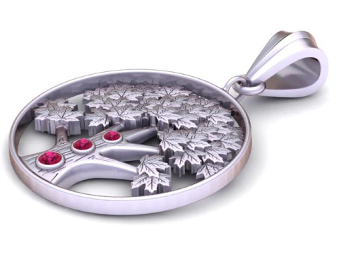 Tree of Life Pendant with Gemstones 3D Printable Jewelry Model 3D Print Model