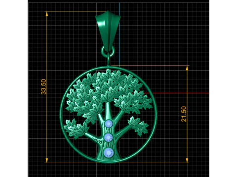 Tree of Life Pendant with Gemstones 3D Printable Jewelry Model 3D Print Model