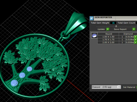 Tree of Life Pendant with Gemstones 3D Printable Jewelry Model 3D Print Model