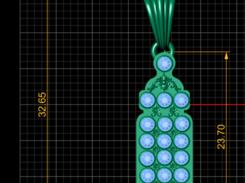 Luxury Rectangular Gemstone Pendant with Ruby Aquamarine Accents 3D Jewelry Model 3D Print Model