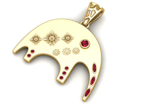 Pendentif en or en forme de croissant orn&eacute; avec incrustations de pierre rubis, conception de bijoux de luxe Modèles 3D en vedette