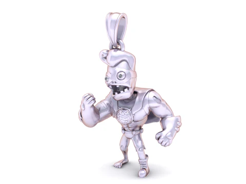 Golden Zombie Warrior Pendant Stylized Character Jewelry Design 3D Print Model