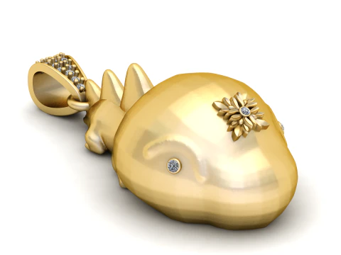 Sleeping Dragon Pendant Top View Luxury Gold Fantasy Creature Jewelry 3D Print Model