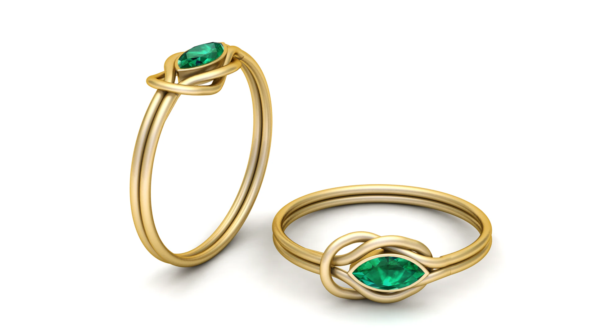 Emerald Knot Ring Minimalist Gold Wire Engagement Ring Design 3D Print Model .c4d .max .obj .3ds .fbx .stl .blend 