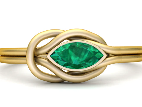 Emerald Knot Ring Minimalist Gold Wire Engagement Ring Design 3D Print Model
