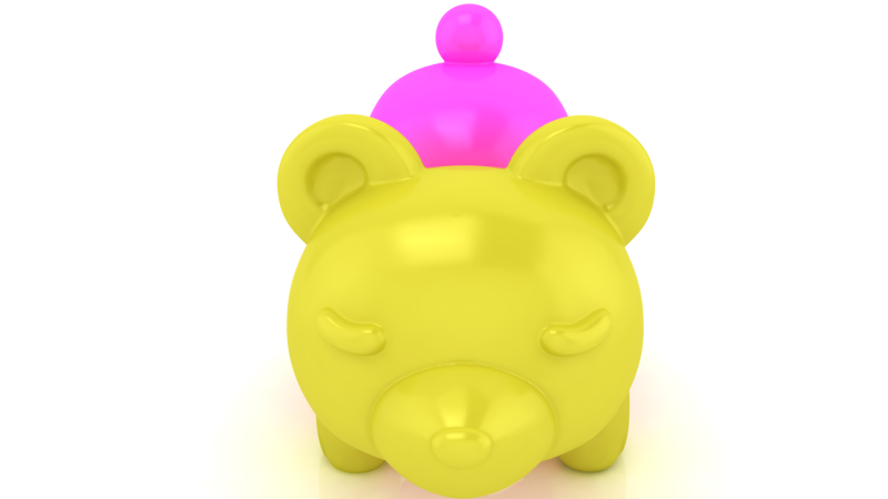 Cute Chibi Bear with Ice Cream Hat 3D Printable 3D Print Model .c4d .max .obj .3ds .fbx .stl .blend