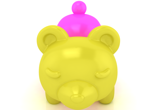 Beruang Chibi Lucu dengan Topi Es Krim 3D Dapat Dicetak Model Cetak 3D