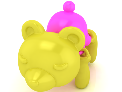 Cute Chibi Bear with Ice Cream Hat 3D Printable 3D Print Model