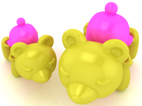 Cute Chibi Bear with Ice Cream Hat 3D Printable 3D Print Model