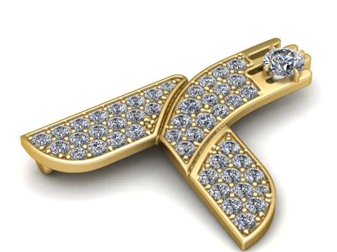 Luxury Diamond Letter T Pendant Gold Alphabet Jewelry 3D Printable Model 3D Print Model