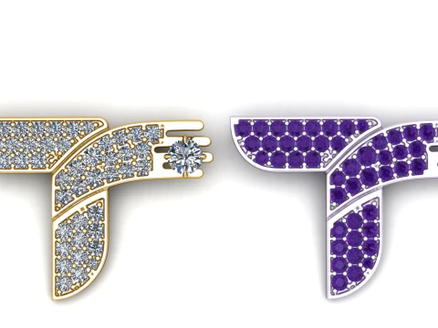 Luxury Diamond Letter T Pendant Gold Alphabet Jewelry 3D Printable Model 3D Print Model