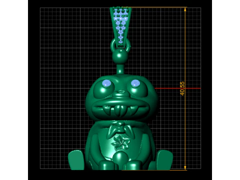 Cute Golden Monster Doll Pendant with Diamond Eyes 3D Printable Jewelry Model 3D Print Model