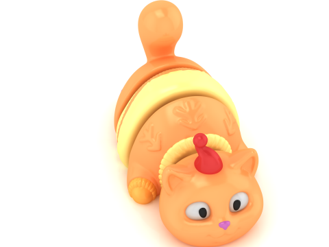 3D Printable Cute Cat Toy Model 3D Print Model