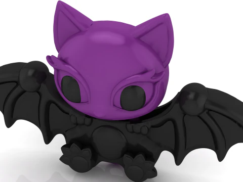 Cute Bat Kitty 3D Printable 3D Print Model