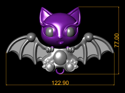 Cute Bat Kitty 3D Printable 3D Print Model