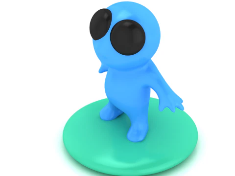 Cute Blue Alien 3D Printable 3D Print Model
