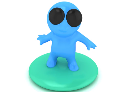 Cute Blue Alien 3D Printable 3D Print Model