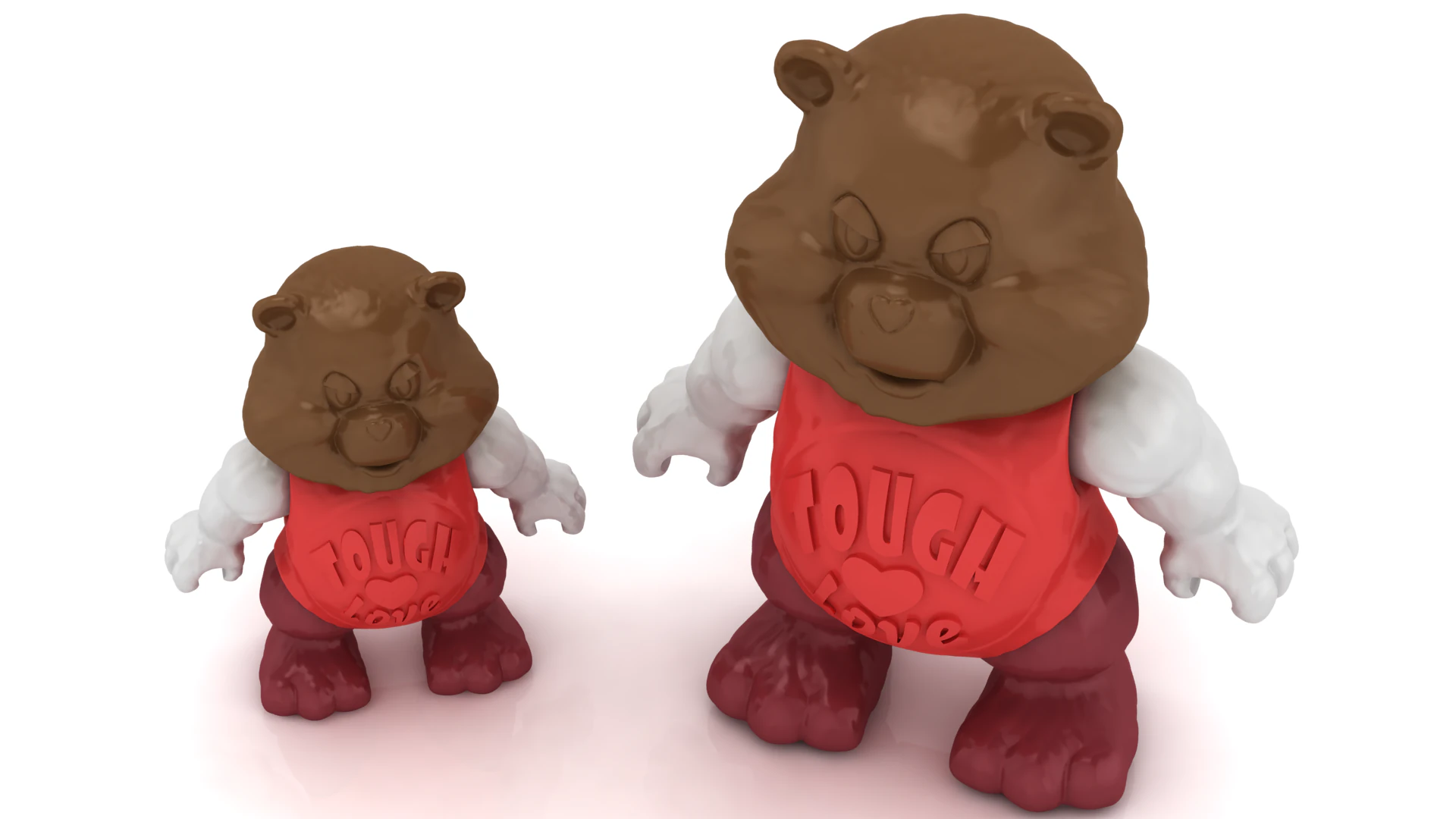 Tough Love Bear 3D Printable 3D Print Model .c4d .max .obj .3ds .fbx .stl .blend