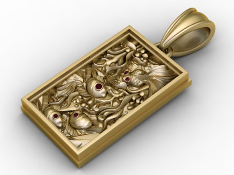 Pingente de peixe guardi&atilde;o m&iacute;tico luxuoso modelo de joias para impress&atilde;o 3D Modelo de Impressão 3D