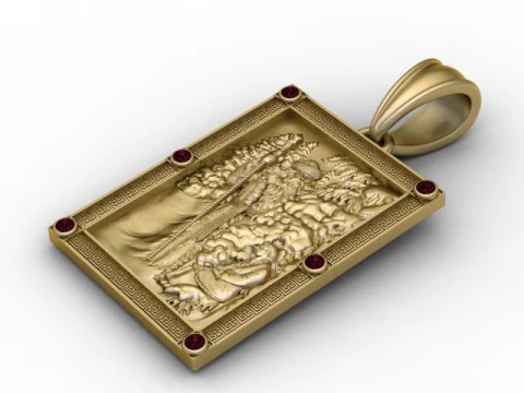 神圣景观浮雕吊坠豪华 3D 可打印珠宝模型 3D 打印模型