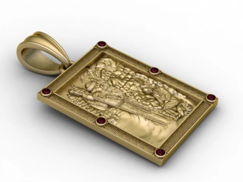 Pingente de relevo de paisagem sagrada luxuoso modelo de joias para impress&atilde;o 3D Modelo de Impressão 3D