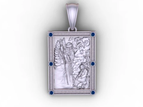 Pingente de relevo de paisagem sagrada luxuoso modelo de joias para impress&atilde;o 3D Modelo de Impressão 3D