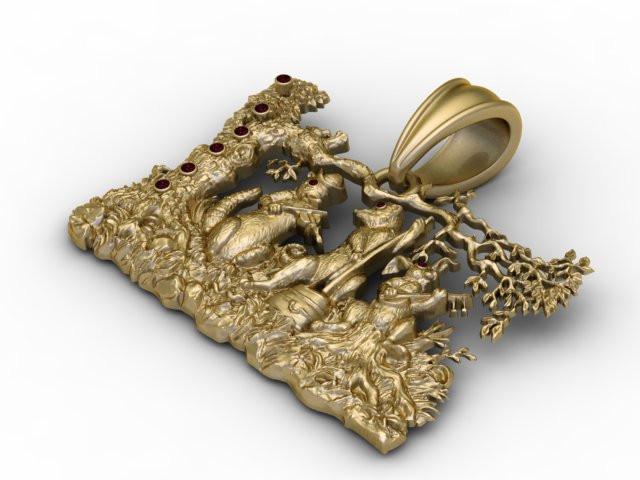 Tree of Life Relief Pendant Luxury 3D Printable Jewelry Model 3D Print Model .c4d .max .obj .3ds .fbx .stl .blend